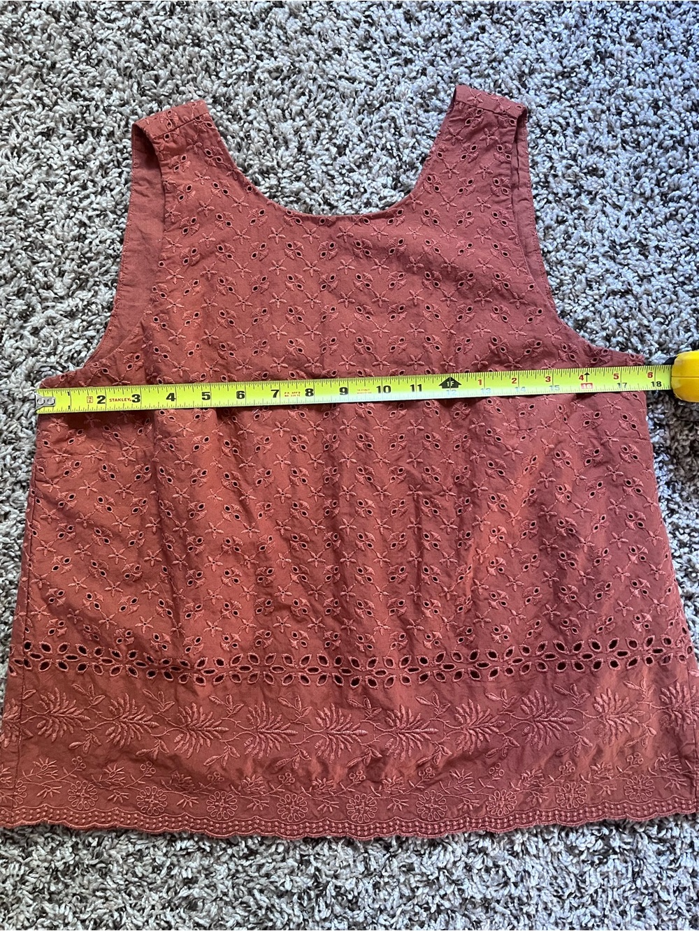 LOFT Womens Rust Terracotta Eyelet Embroidered Cotton Sleeveless Tank Top Small - Picture 4 of 6
